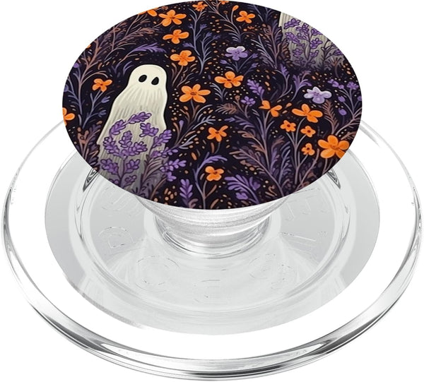PopSockets MagSafe PopGrip for iPhone - Ghost Halloween Purple Flowers