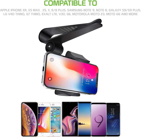 Sun Visor Phone Mount, Car Phone Holder, Cradle Clip for Apple iPhones, Samsung Galaxy, Motorola Moto, Google Pixel
