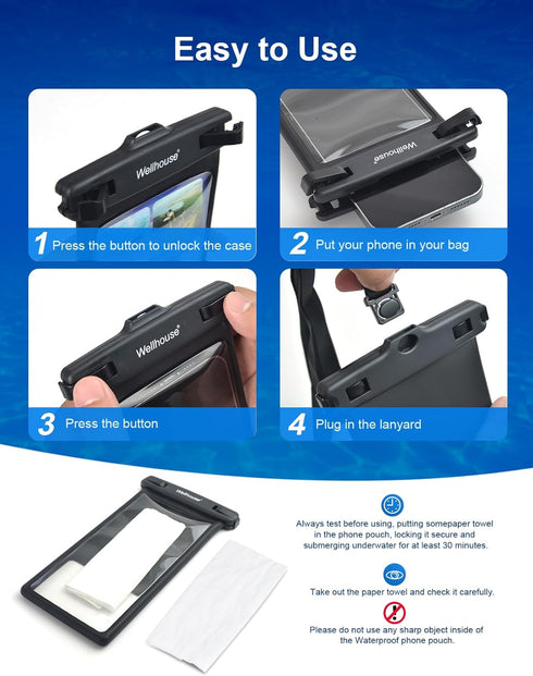 wellhouse Waterproof Phone Pouch, Waterproof Case for iPhone 15/14/13/12 Pro Max XS, IPX8 3D Cellphone Dry Bag,
