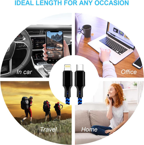 cugunu USB C to Lightning Cable 5 Pack 3/3/6/6/10FT, MFi Certified Power Delivery Fast Charging Cord for iPhone