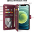ZZXX iPhone 12 Mini Wallet Case with Card Slot - Premium Soft PU Leather Zipper Flip Folio, Wine Red