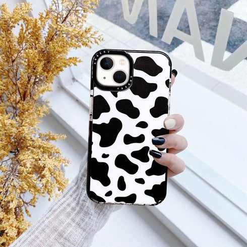 Abbery iPhone 13 Mini Case, Cow Print Clear Design, Cute Durable Silicone TPU Shockproof Protective Cover for Women