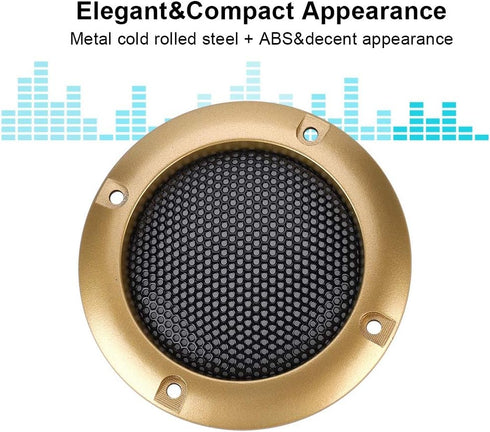 Zopsc 2PCS Protective Cover Shatter Resistant 2 inch Stereo Speaker Mesh Cover with Screws (Gold)