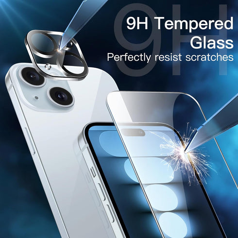 JETech Screen Protector for iPhone 15 Plus 6.7-Inch with Camera Lens Protector, 2-Pack, Easy Installation