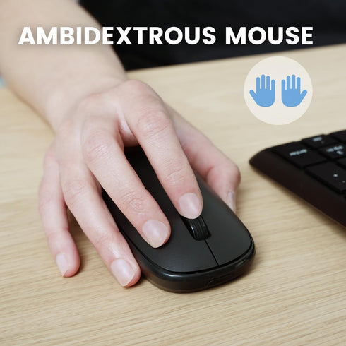 Perixx PERIDUO-716, Wireless Standard Keyboard and Optical Mouse Combo Set - Black