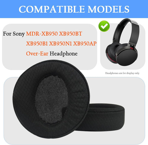 Quick Fit Replacement Earpads Sweatproof Ear Cushions for Sony MDR-XB950BT XB950B1/XB950N1/XB950AP Wireless Headphones,Ear Pads with Breath Mesh&Isolation Foam (Black)