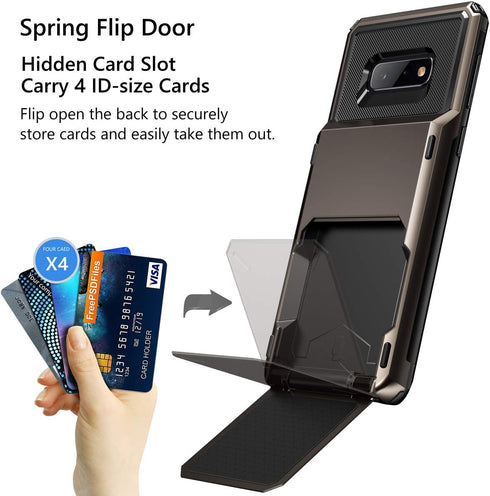 Vofolen Wallet Case for Samsung Galaxy S10e, Card Holder Slot, Scratch Resistant Dual Layer Protective Bumper Cover