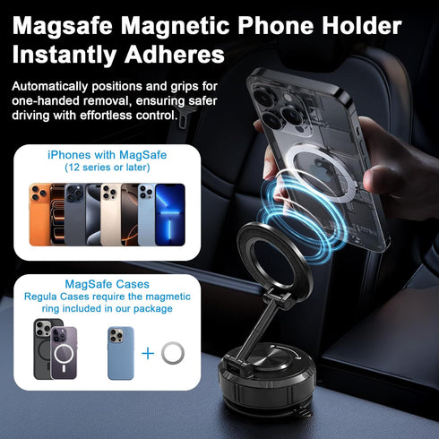 ROMITAKE 360 17/16/15/14 Car Mount, Vacuum Suction Phone Holder for Car, Car Phone Holder Mount, Adjustable Phone