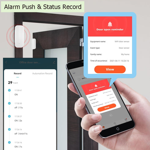 Smart WiFi Door Sensor - Wireless Window Sensor with App Notification Alert for Home Security
