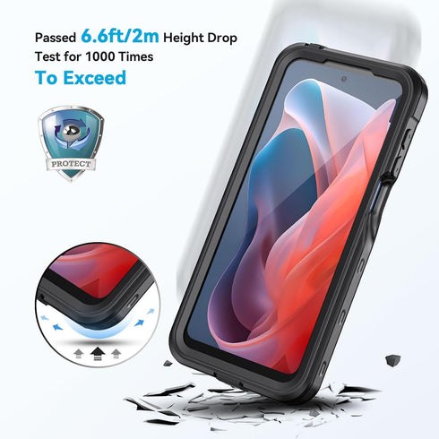 Lanhiem Moto G Play 5G 2024 Case, IP68 Waterproof Dustproof with Built-in Screen Protector, Black