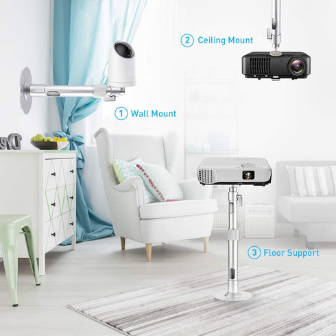 NIERBO Universal Projector Wall Ceiling Mount Hanger, 360° Rotatable Head, Extendable 11.8 to 19.7 Inch