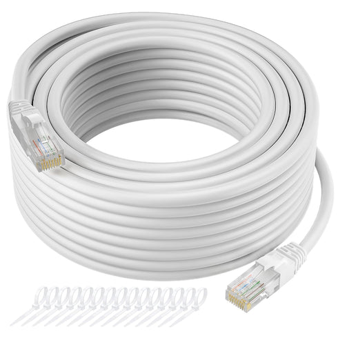 Cat5e Ethernet Cable 300 FT, Long Cat 5e Internet Cable, White Snagless