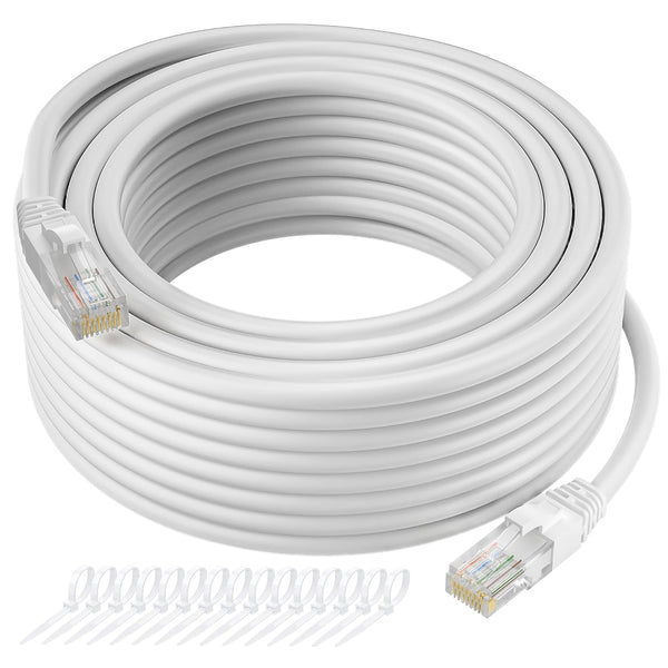 Cat5e Ethernet Cable 300 FT, Long Cat 5e Internet Cable, White Snagless