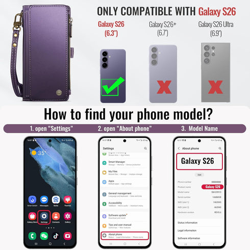 Defencase S26 S26 5G 6.3", for Galaxy Case Wallet with RFID Blocking Card Holder for Women, Elegant PU Leather Magnetic