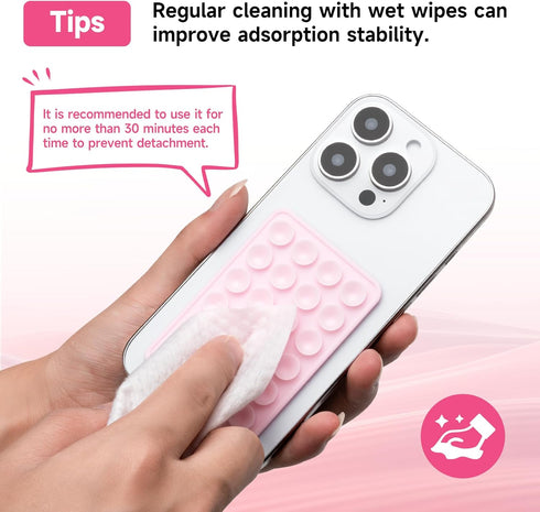 QxbBox 2Pack Silicone Suction Phone Case Mount, Suction Cup with Strong Suction Power, Hands-Free Phone Accessories