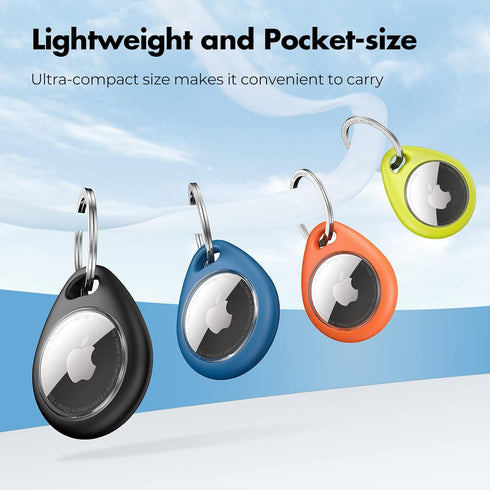 UNBREAKcable Apple AirTag Holder - 4 Pack, Waterproof TPU Shell Protective Case with Stainless Steel Keychain