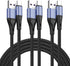 Premium Nylon Braided USB Type C Cable 10ft 3-Pack, 3A Fast Charging for Samsung Galaxy S21, Note 20, LG V50 (Blue)