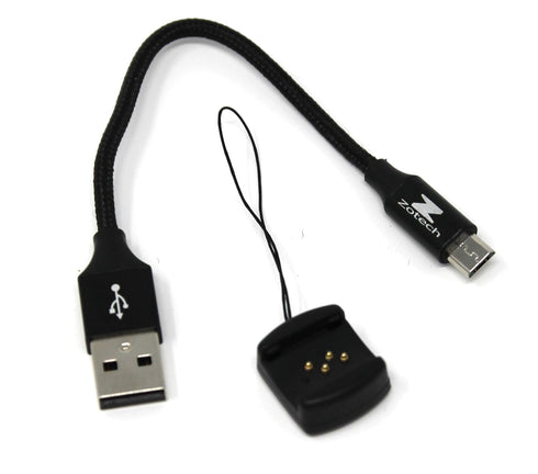 Zotech Replacement Charge Clip for Jaybird X3 / X4 with 6 inch Braided Micro USB Cable (Black)