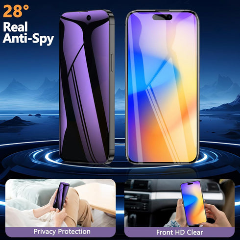 2 Pack iPhone 16 Pro Max Privacy Screen Protector Film (NOT Glass) with Easy Installation Tray - Purple