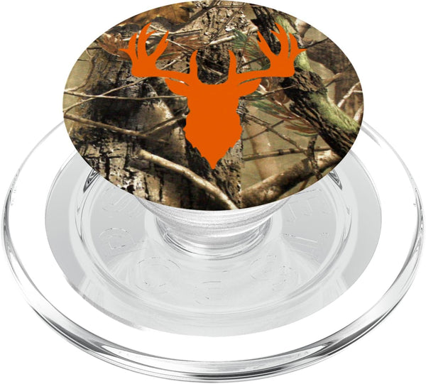 PopSockets PopGrip for MagSafe, Deer Buck Hunting in Orange Brown Camouflage for Men & Women