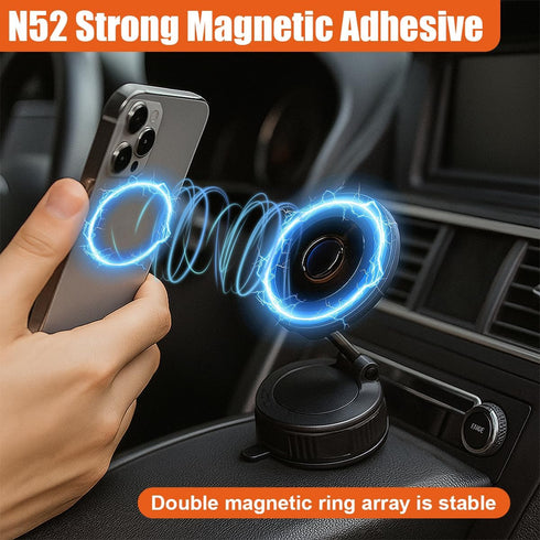 Deaelf 360 Car Magnetic Phone Holder, Foldable Auto Dashboard Phone Mount with Strong Magnet, Adjustable Car Vacuum