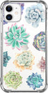 Succulent Clear Case for iPhone 11 Year 2019, Floral Back Cover, Cute Design Transparent Flexible TPU Bumper