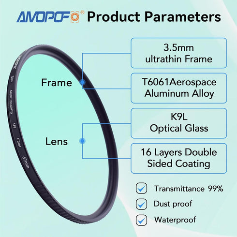 67mm MC UV Camera Filter, Ultra-Slim 16 Multi-Layer Coated HD/Scratch Resistant UV Filter for 67mm Lens