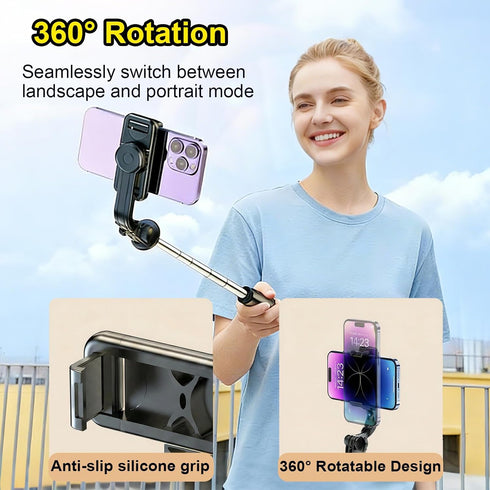 ZMDCAM 360 31.5 Portable Selfie Stick with Detachable Remote, Extendable Rotation Phone Tripod Stand, Mini Travel