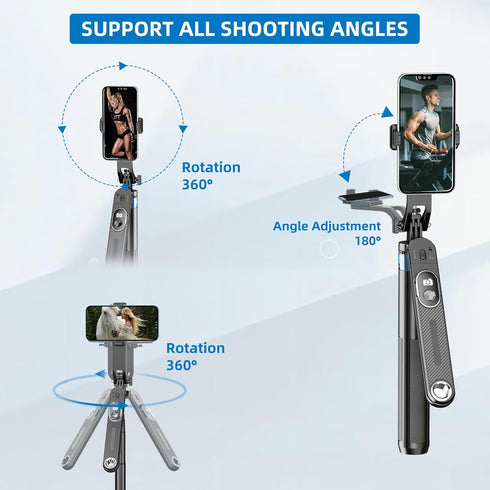 EUG-PRODUCTS Tripod-71 1/4" Selfie Stick Phone Cell Phone Holder with Remote, Screw Thread Adapter, Travel Tripod