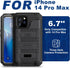 Mitywah iPhone 14 Pro Max Waterproof Case, Heavy Duty Metal with Built-in Screen Protector, Military Grade Drop