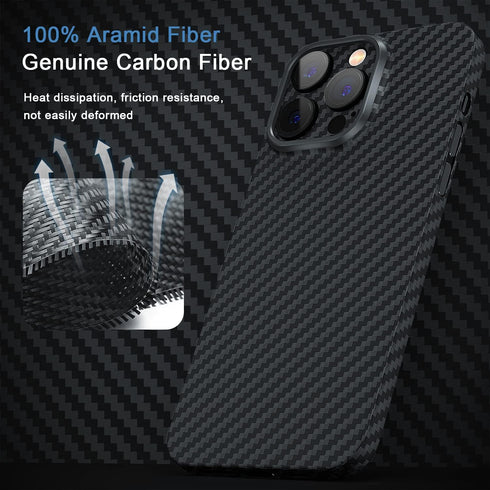 MEMUMI Carbon Fiber Case for iPhone 14 Pro Max - Durable Slim Fit with Military-Grade Drop Protection