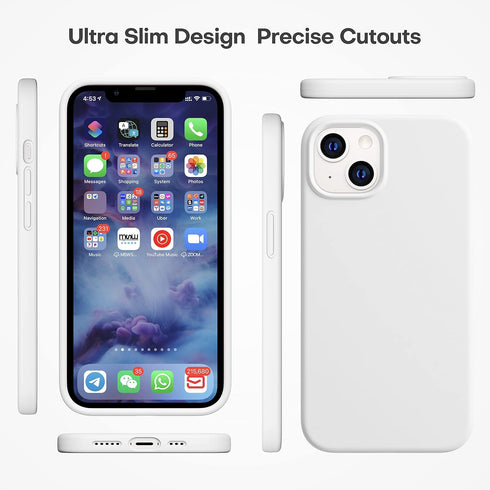 CellEver Ultra Durable Silicone Case for iPhone 13, 6.1 inch, White with Military Grade Protection & Soft Microfiber