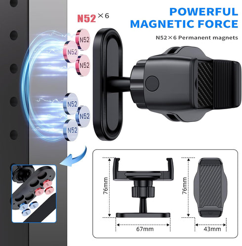 linwetra 360 16/15/14/13/12, Magnetic Phone Holder for Gym - Adjustable Magnet Phone Mount for Workout Recording