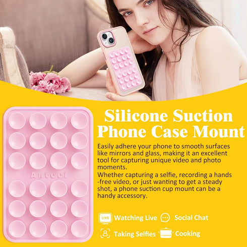 JiaJiuTong 2.28"x3.46" Silicone Suction Phone Case Adhesive Mount, Durable, Hands-Free Sticky Phone Holder, Upgraded