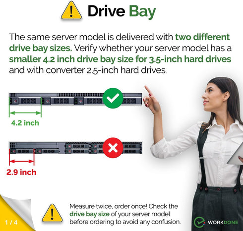WorkDone 3.5 inch Drive Caddy with 2.5 inch HDD Adapter - Compatible with Dell PowerEdge Servers R740 R640 R540 R440