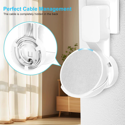 Wall Mount Holder for Echo Pop, Outlet Hanger Stand with Built-in Cable Management, White
