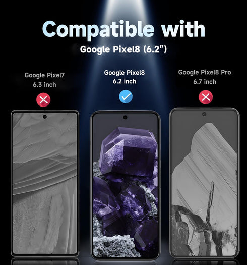 MAGIC JOHN 2 Pack for Google Pixel 8 Tempered Glass Screen Protector, Auto Dust-Elimination, Bubble Free, HD Clear, Easy Installation