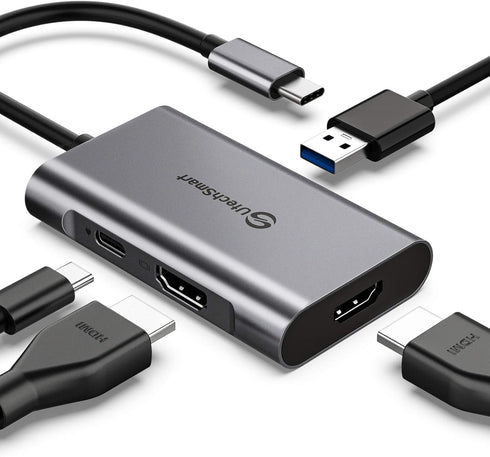 USB C to HDMI Adapter, UtechSmart Hub to Dual HDMI, 4 in 1 Thunderbolt 3 to HDMI with 2 HDMI Ports, 4K, USB 3.0