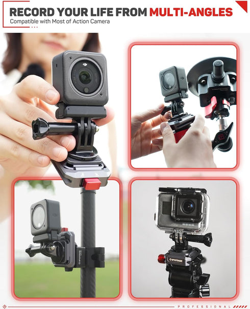IFOOTAGE Q38-RS Action Camera Adapter Quick Release, Aluminum Tripod Mount Adapter, Quick Release Plate Compatible