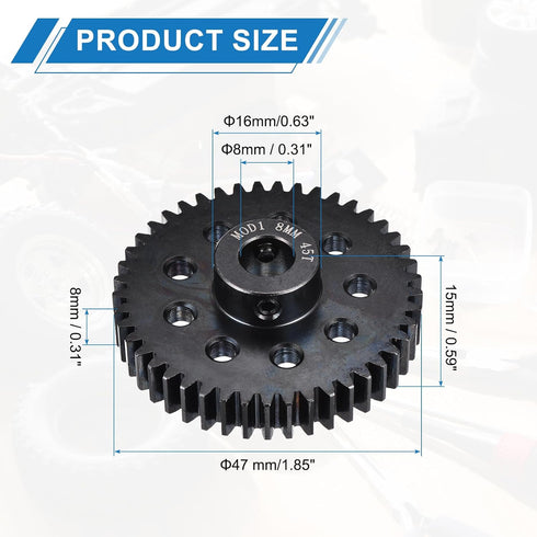 1M 45T 40 1.85" 1.9" 8mm MECCANIXITY Chrome Steel Motor Pinion Gears, x RC Motor Gears Fits Shaft Bore for RC Vehicles