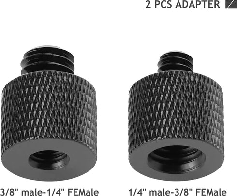 Camera Adapter Set 1/4" Male to 3/8" Female & 3/8" Male to 1/4" Female for Monitor, Tripod, Mount