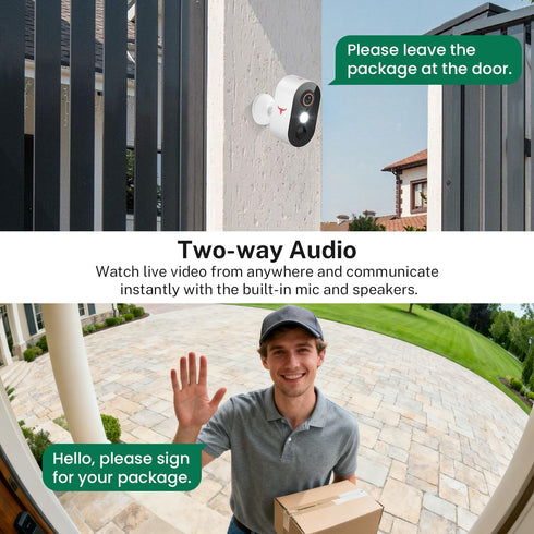 GlowPop 1080p 2-Way 2.4G (1 Wireless Security Camera with AI Human Detection, Night Vision, Talk, Cloud Storage, WiFi