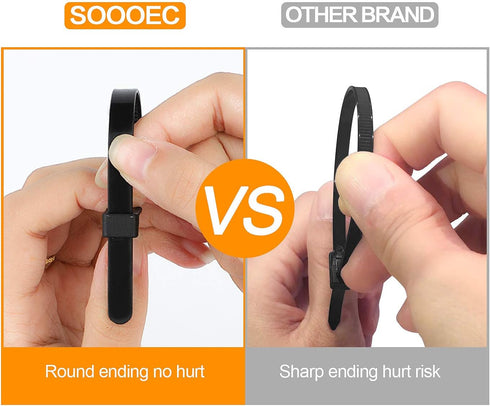 SOOOEC 100 Pack Heavy Duty Reusable Zip Ties - 10 inch UV Resistant, Releasable Black Cable Ties for Indoor Outdoor Use