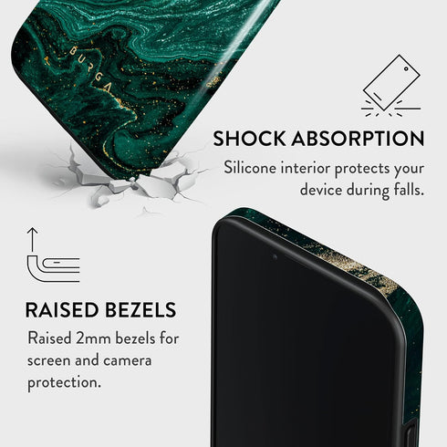 BURGA Phone Case for iPhone 13 - Cute Aesthetic Pattern Hard Shell Protection Cover for Women and Men, Emerald Pool