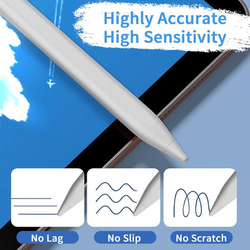 Stylus Pens for Touch Screens, Universal Fine Point iPad Pencil with Magnetic Adsorption for iPhone/iPad/Android - White