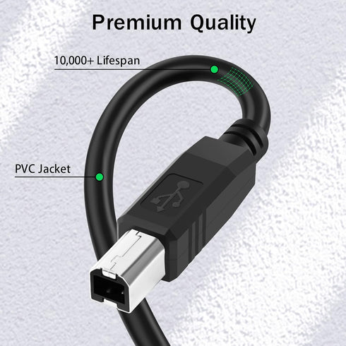 6ft Flexible USB C to USB B Printer Cable for MacBook Pro/Air, Compatible with Yamaha Piano MIDI Keyboard, DAC, DJ