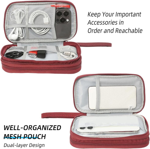 Electronic Cord Organizer Travel Case - Waterproof Pouch for Cable, Cord, USB, Charger, Phone, Power Bank