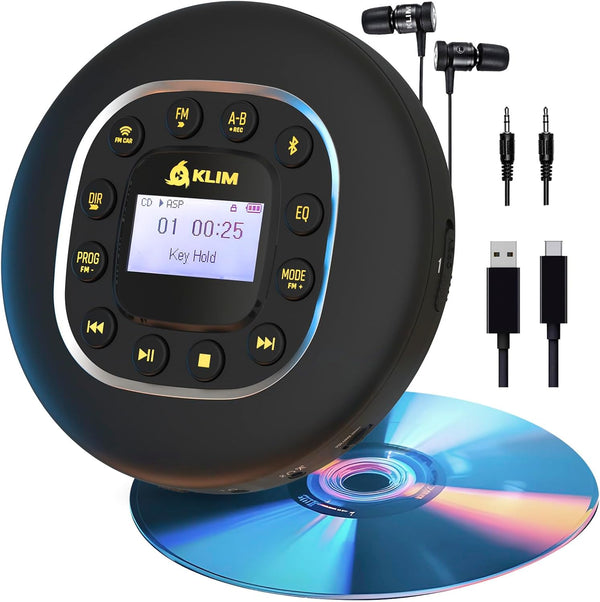KLIM Journey - Portable CD Player Walkman with Long-Lasting Battery - New -