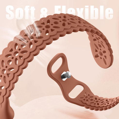 Maledan Floral Lace Band Compatible for Fitbit Charge 6 Bands and Fitbit Charge 5 Bands Women, Cute Soft Lilac Flower Pattern Hollow-out Sport Watch Strap for Fitbit Charge 5/ Charge 6 Fitness Tracker