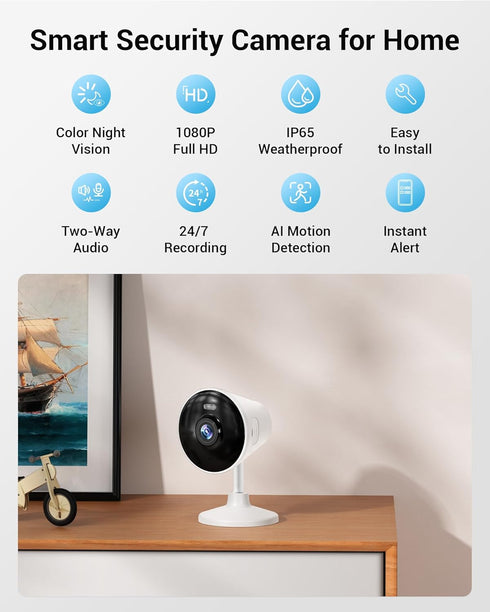 5G & 2.4G Indoor/Outdoor Security Camera for Home, Baby, Elder, Dog, Pet with Phone App and Color Night Vision